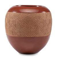 Incised Redware Pottery Jar