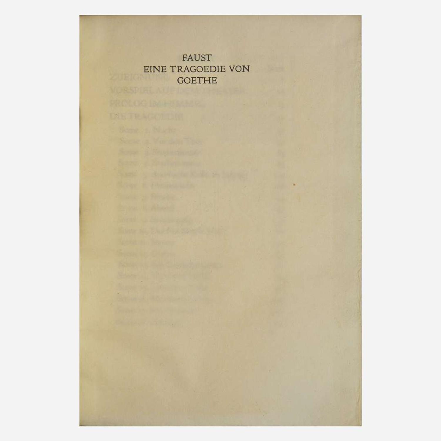 [Private Press] [Doves Press, The] Goethe, Johann Wolfgang von Faust eine tragoedie von Goethe