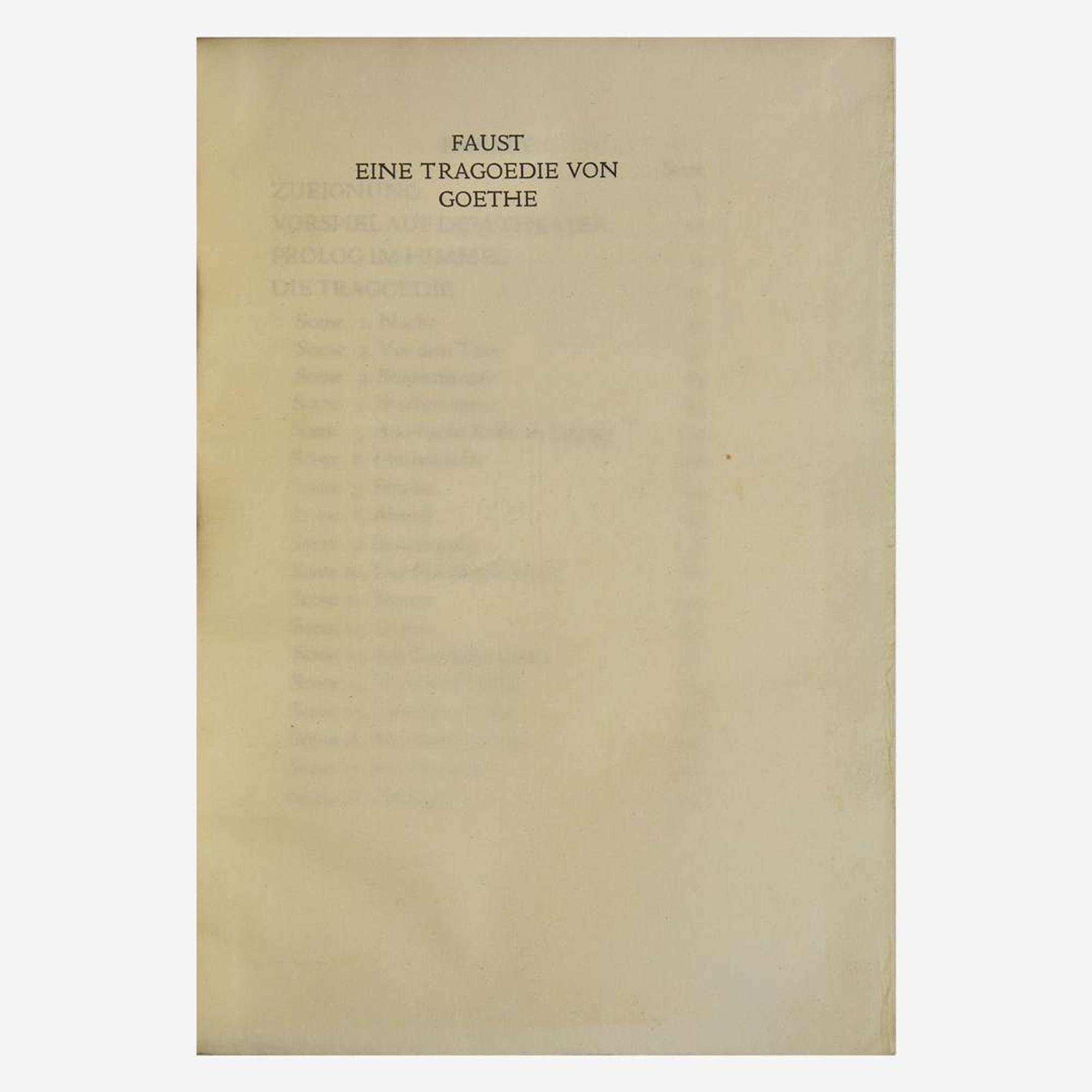 [Private Press] [Doves Press, The] Goethe, Johann Wolfgang von Faust eine tragoedie von Goethe