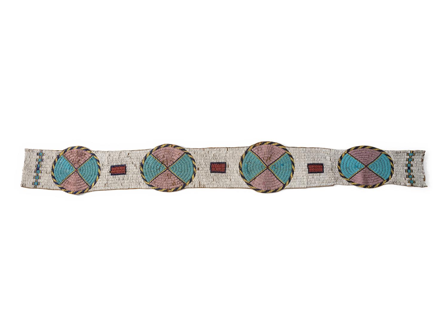 Sioux Beaded Buffalo Hide Blanket Strip