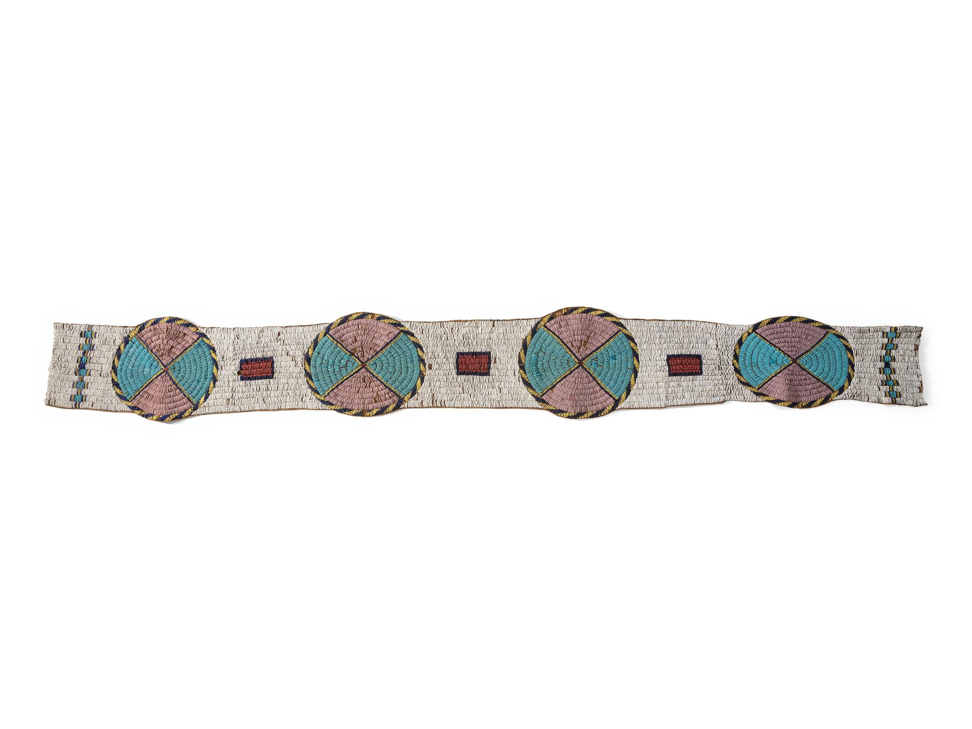 Sioux Beaded Buffalo Hide Blanket Strip