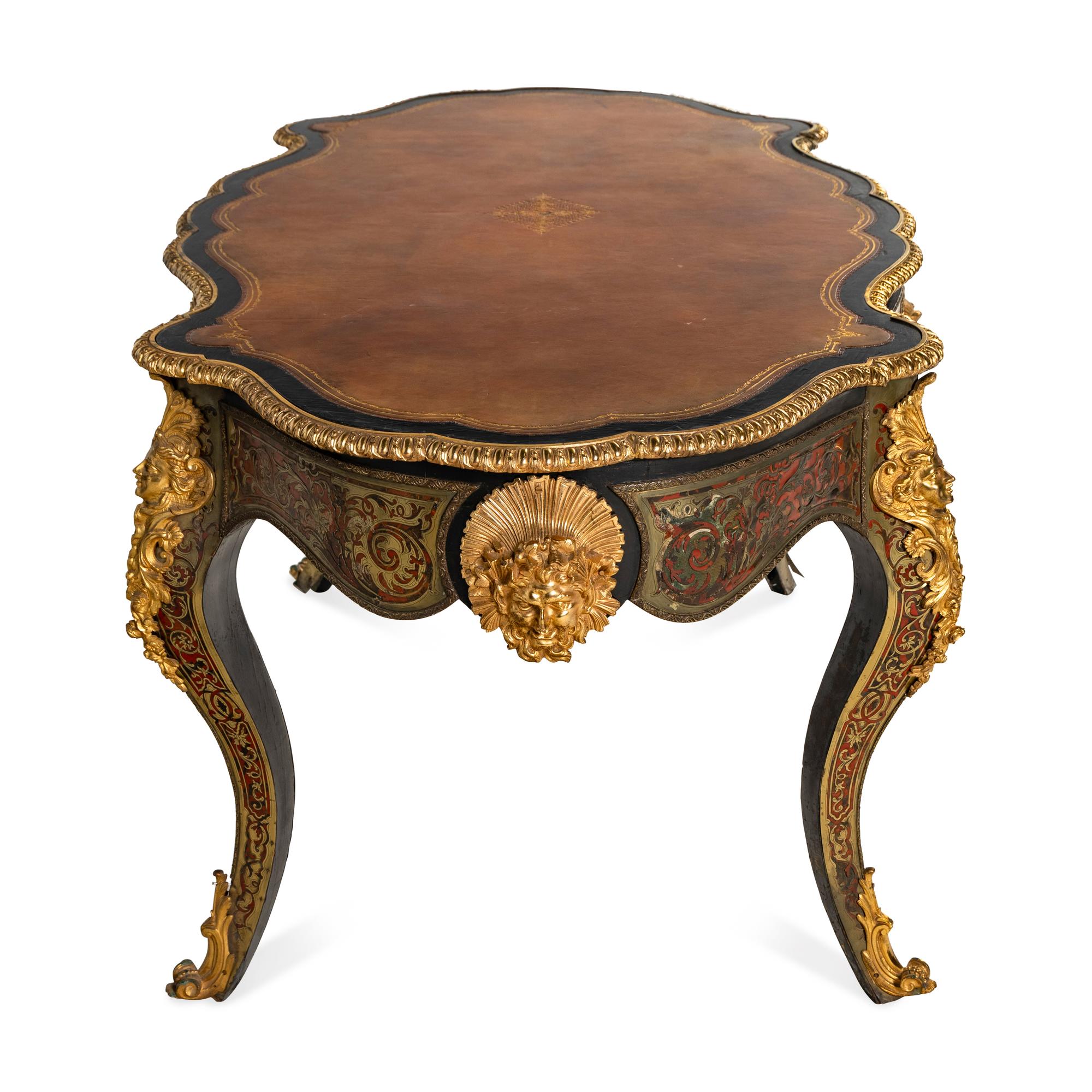 A Napoleon III Style Boulle Marquetry Bureau Plat