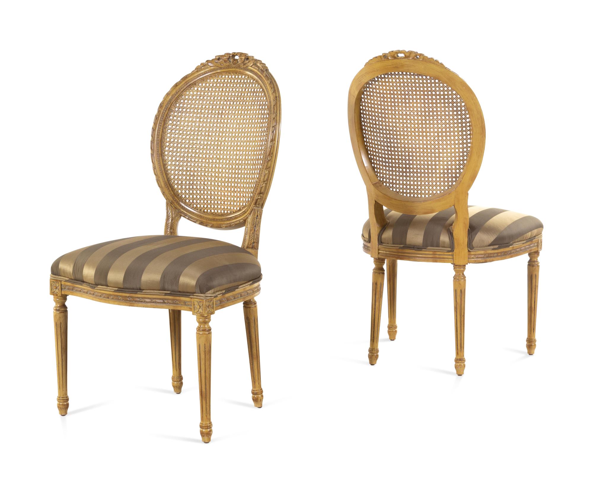 A Set of Four Louis XVI Style Caned Side Chairs