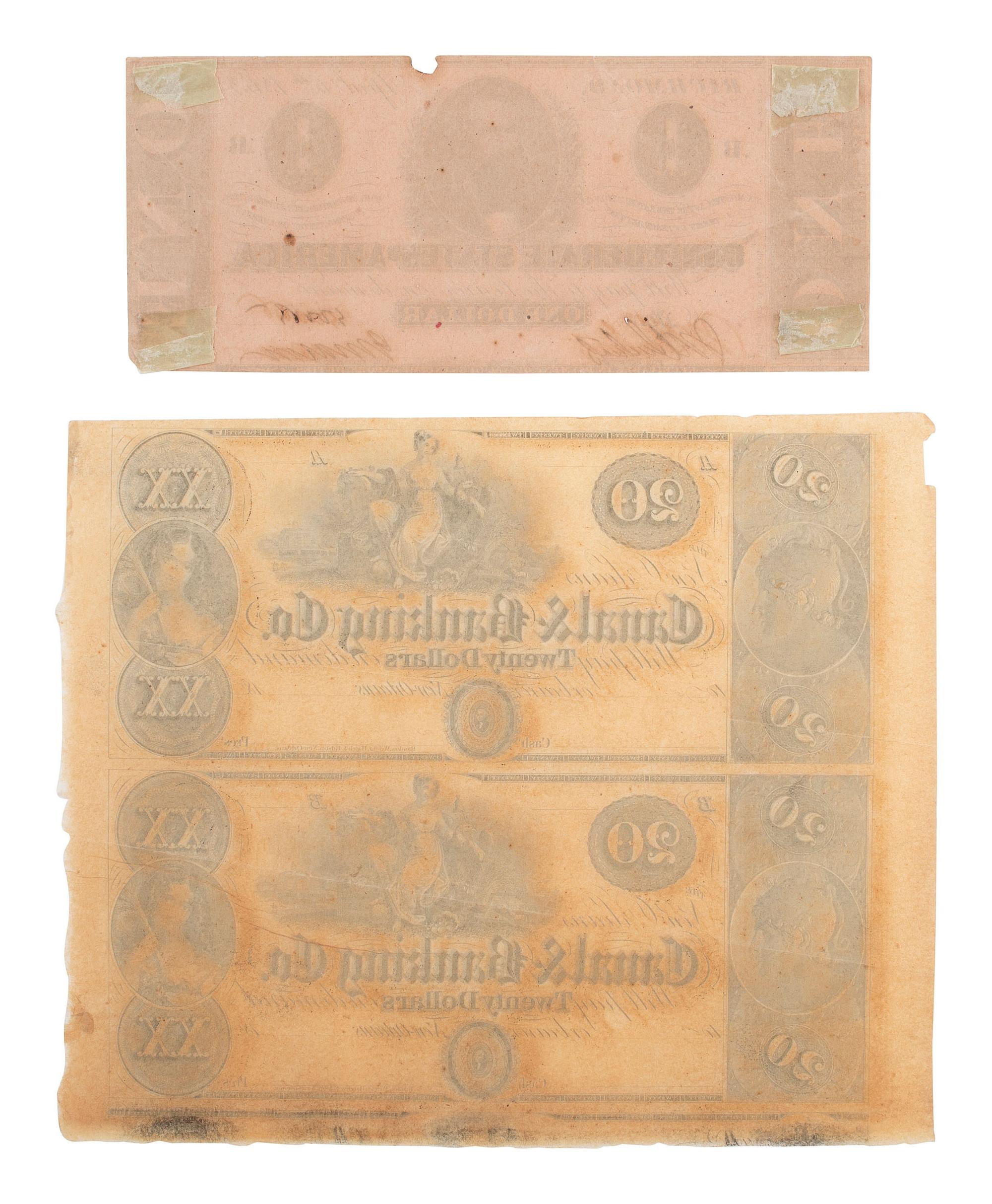 [CIVIL WAR]. A group of fractional currency, patriotic covers, & 19th century notes and covers.