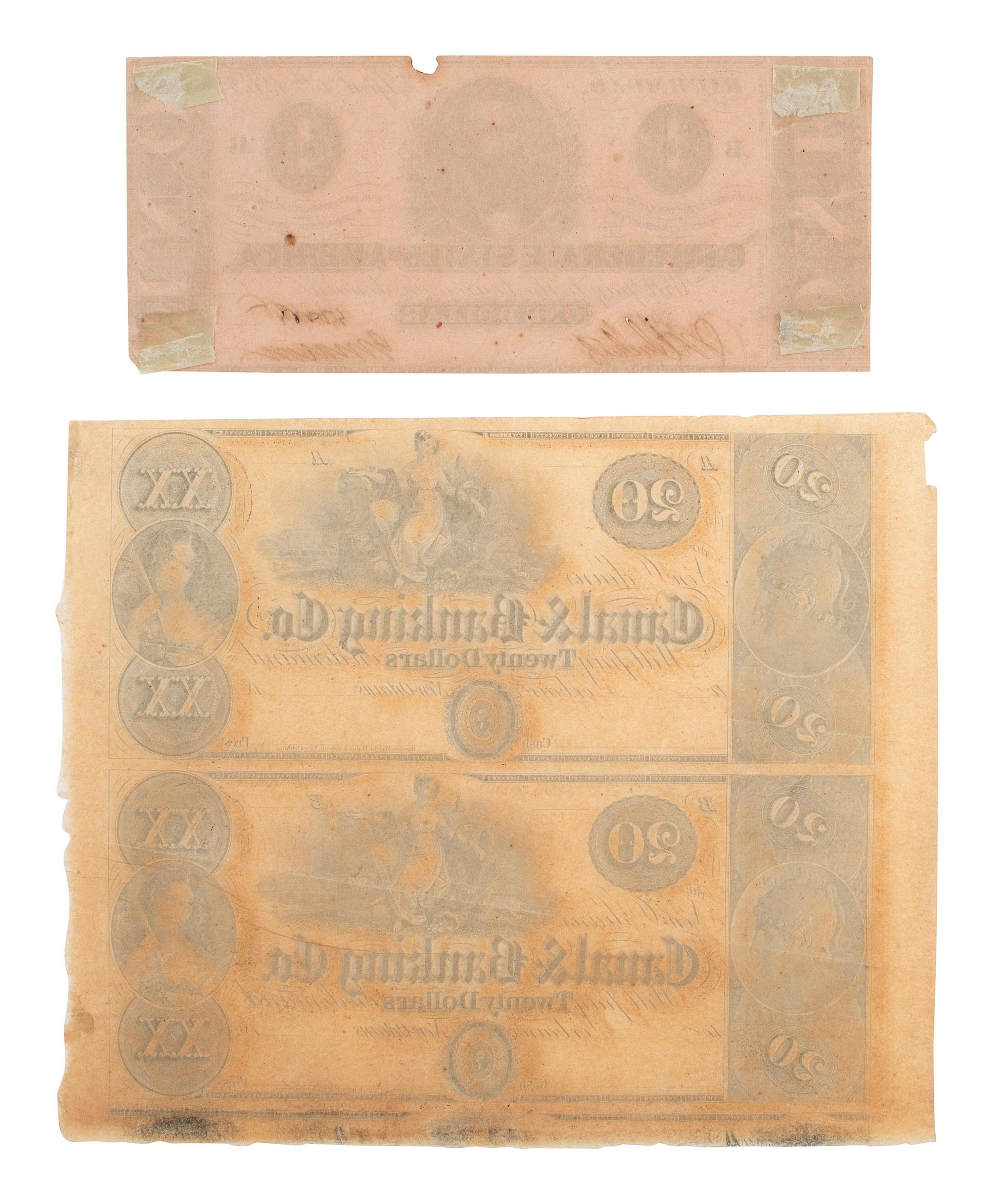 [CIVIL WAR]. A group of fractional currency, patriotic covers, & 19th century notes and covers.