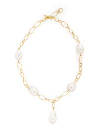 YELLOW GOLD AND BAROQUE CULTURED PEARL NECKLACE