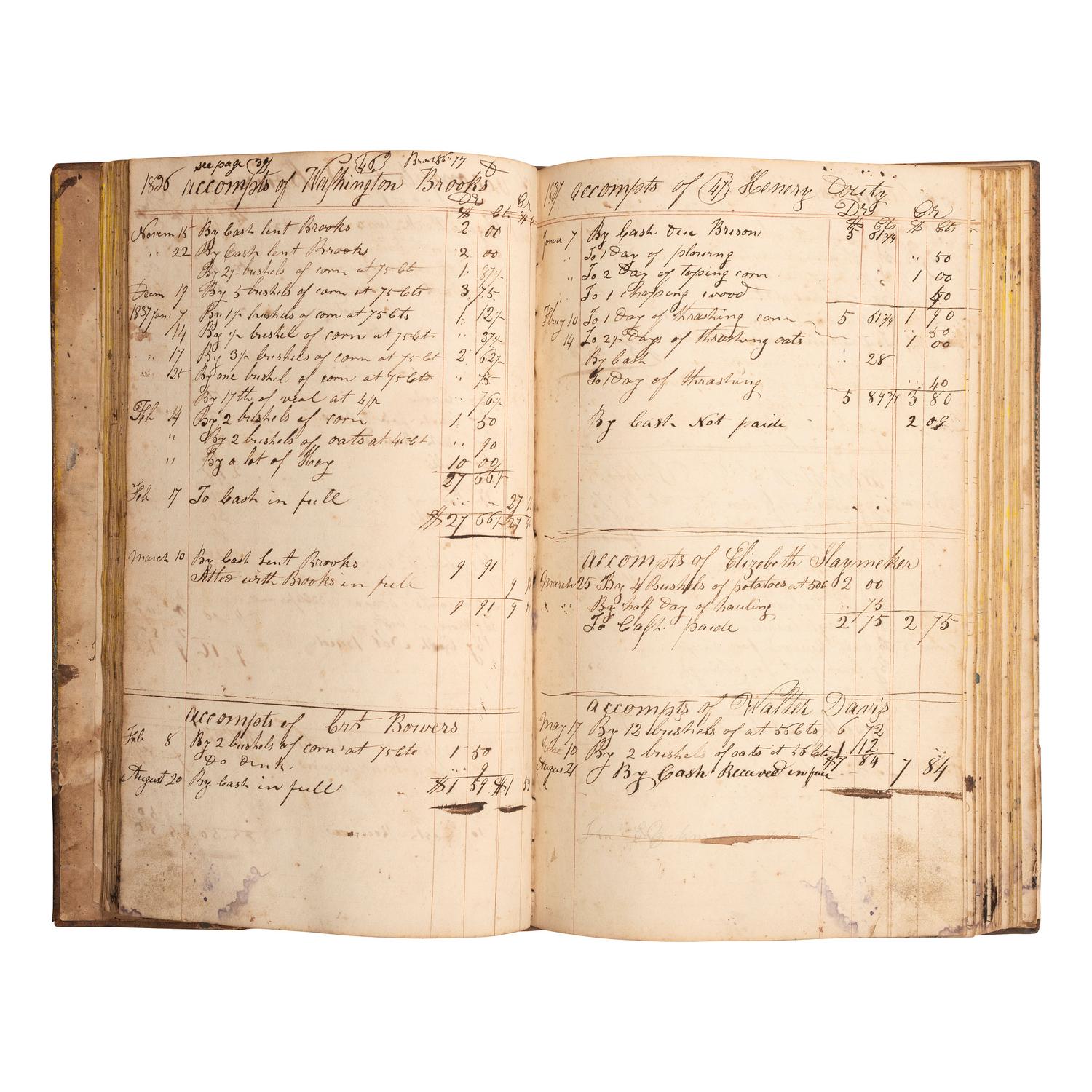 [AMERICANA]. A group of several account books and apprentice books from identified users. [Ca mid-19th century].