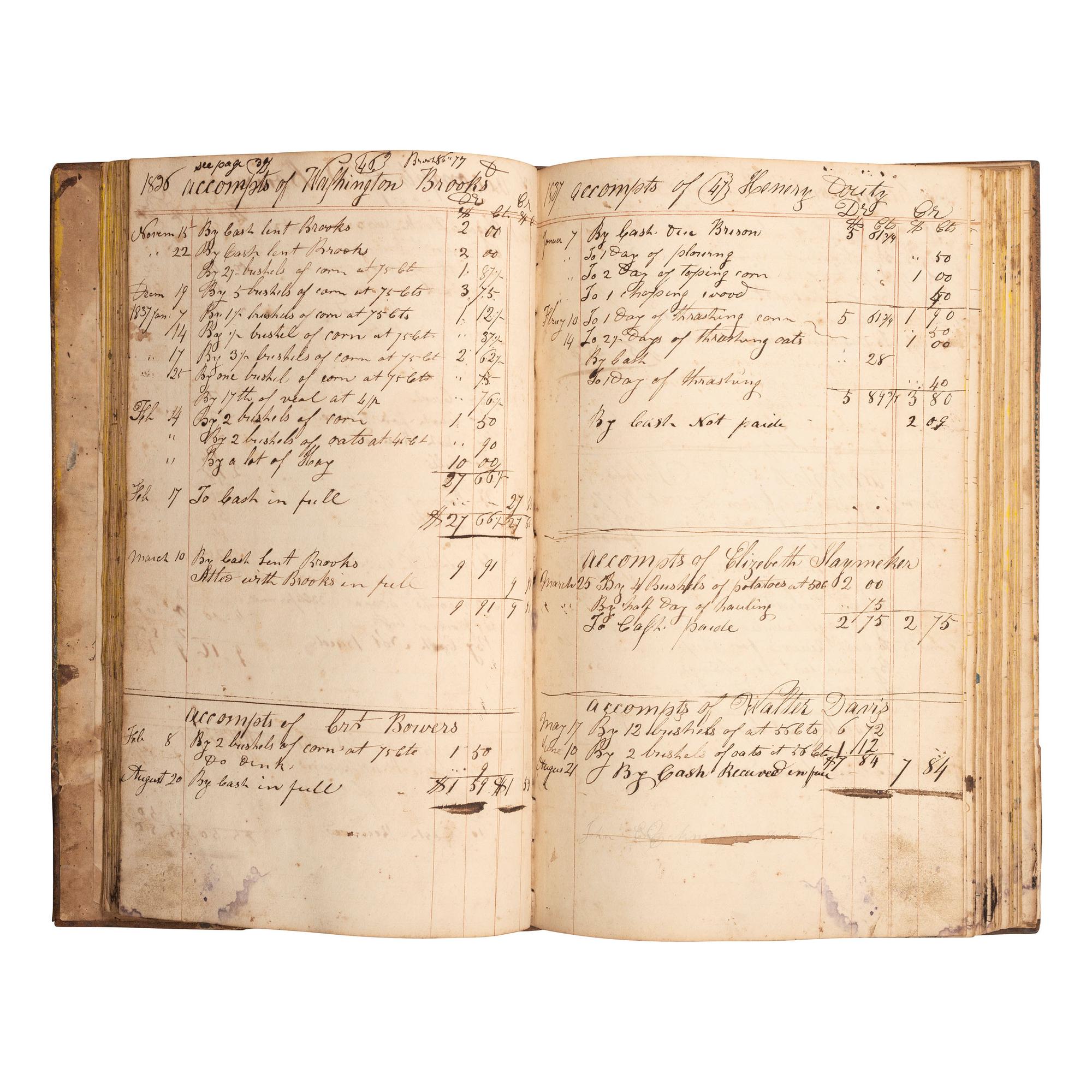 [AMERICANA]. A group of several account books and apprentice books from identified users. [Ca mid-19th century].
