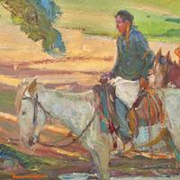 Oscar E. Berninghaus (American, 1874-1952) The Water Hole