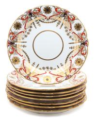 Eight English Soft Paste Porcelain Plates Diameter 10 1/4 inches. — EARLY 19TH CENTURY