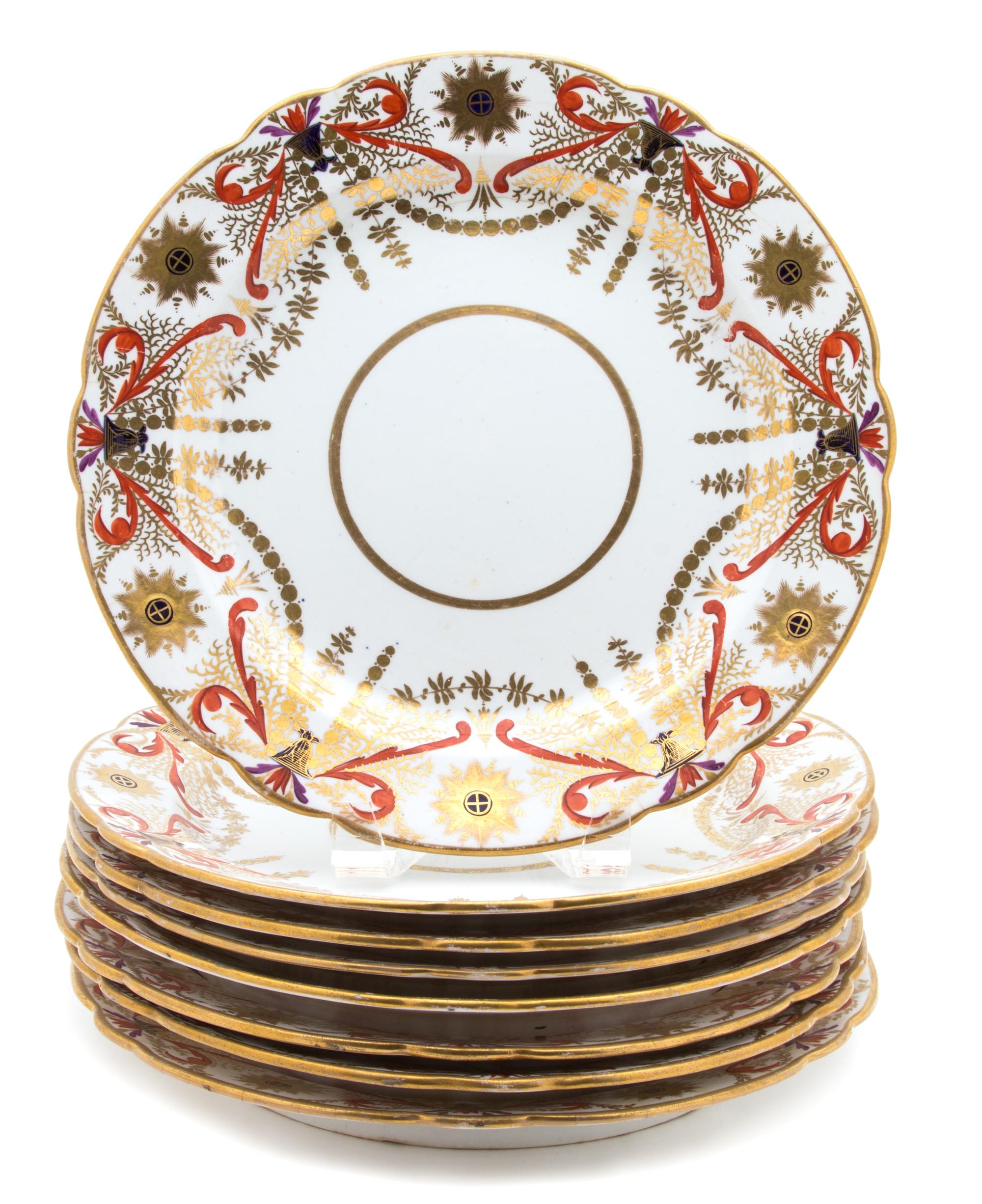 Eight English Soft Paste Porcelain Plates Diameter 10 1/4 inches. — EARLY 19TH CENTURY