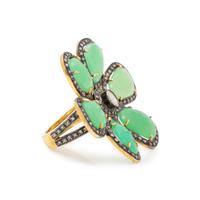 CHRYSOPRASE AND DIAMOND FLOWER RING