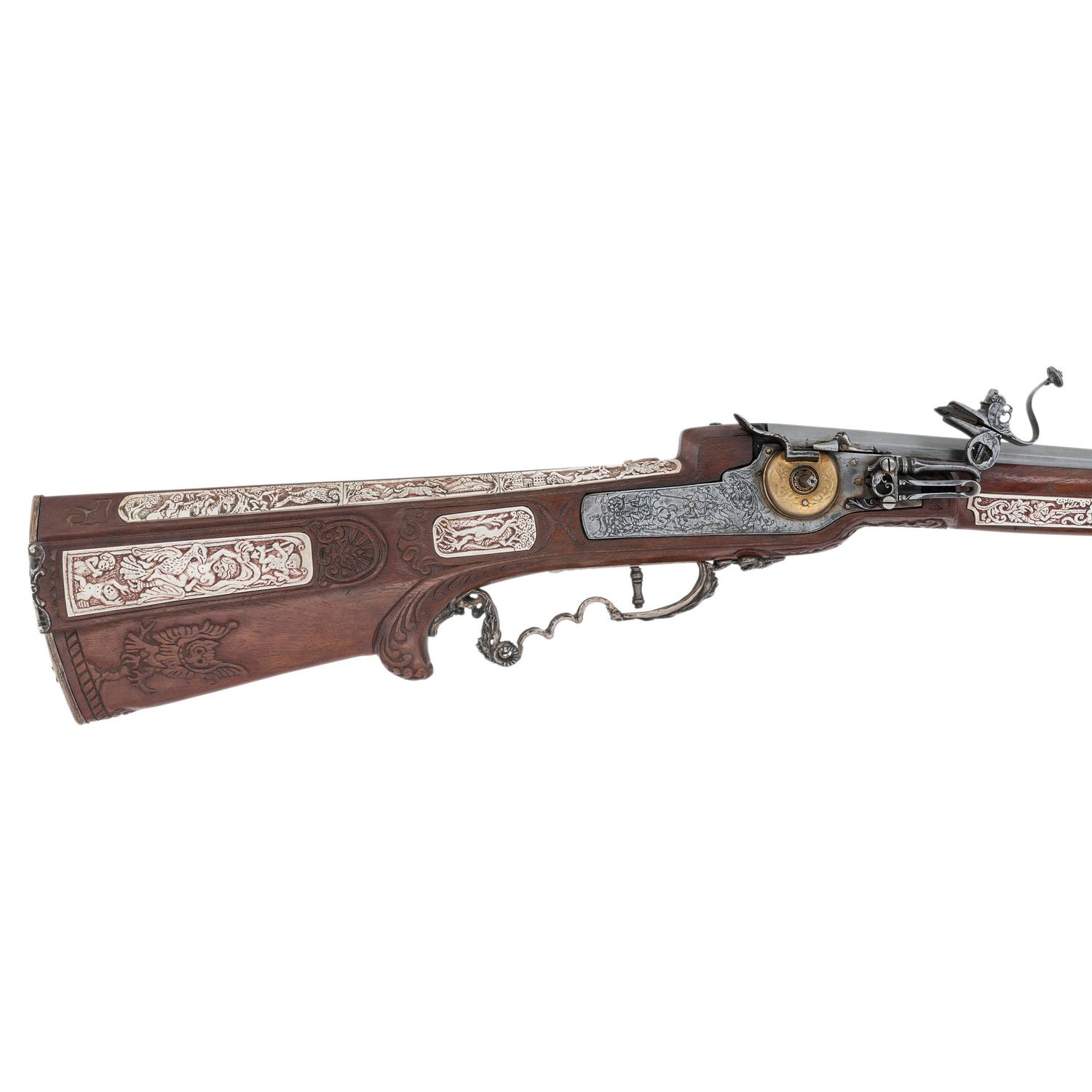 Contemporary Schwabian Wheellock Rifle in the Style of Johann Michael Maucher by John B. Derrick (American, b.1936)