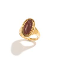 A Roman Carnelian Ring Stone with the Goddess Ceres — Set in a gold ring
