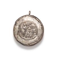 A Byzantine Silver and Glass Pendant with Biblical Scene