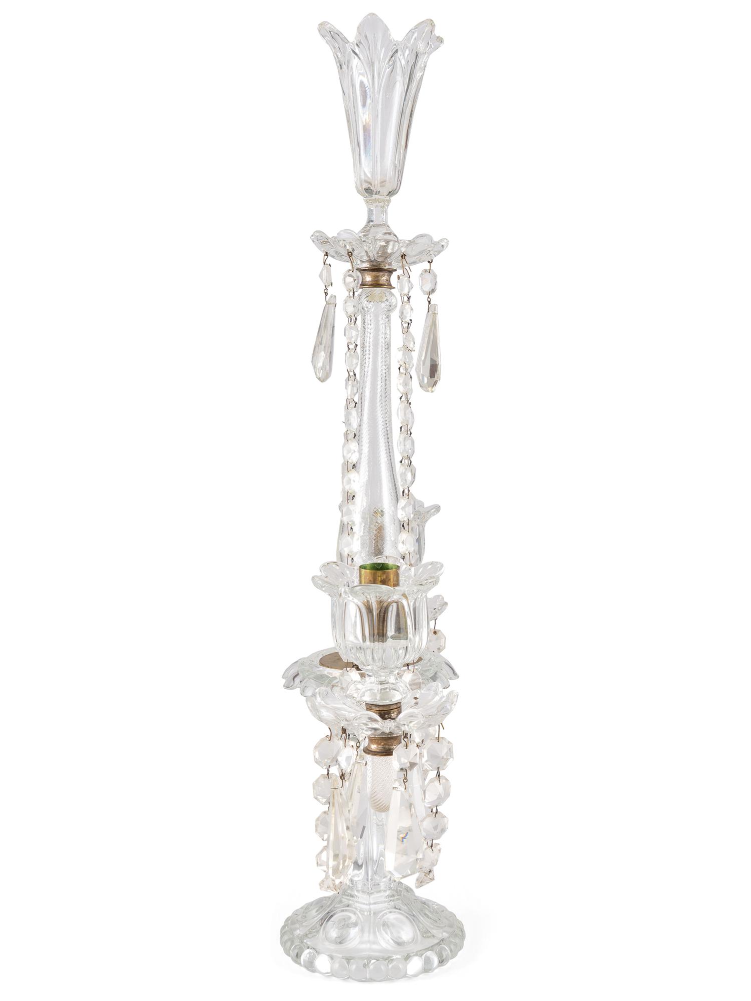 A Neoclassical Cut-Crystal Two-Light Candelabrum
