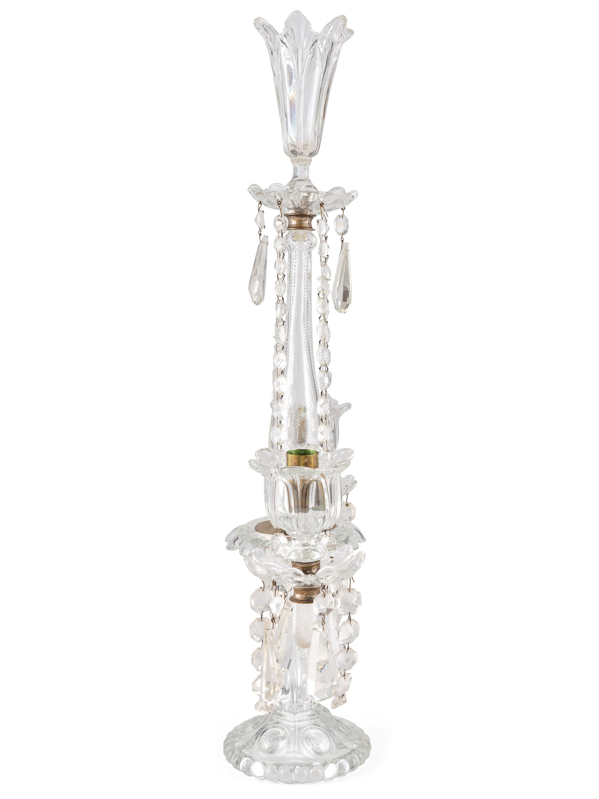 A Neoclassical Cut-Crystal Two-Light Candelabrum