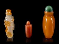 Three Chinese Agate Snuff Bottles