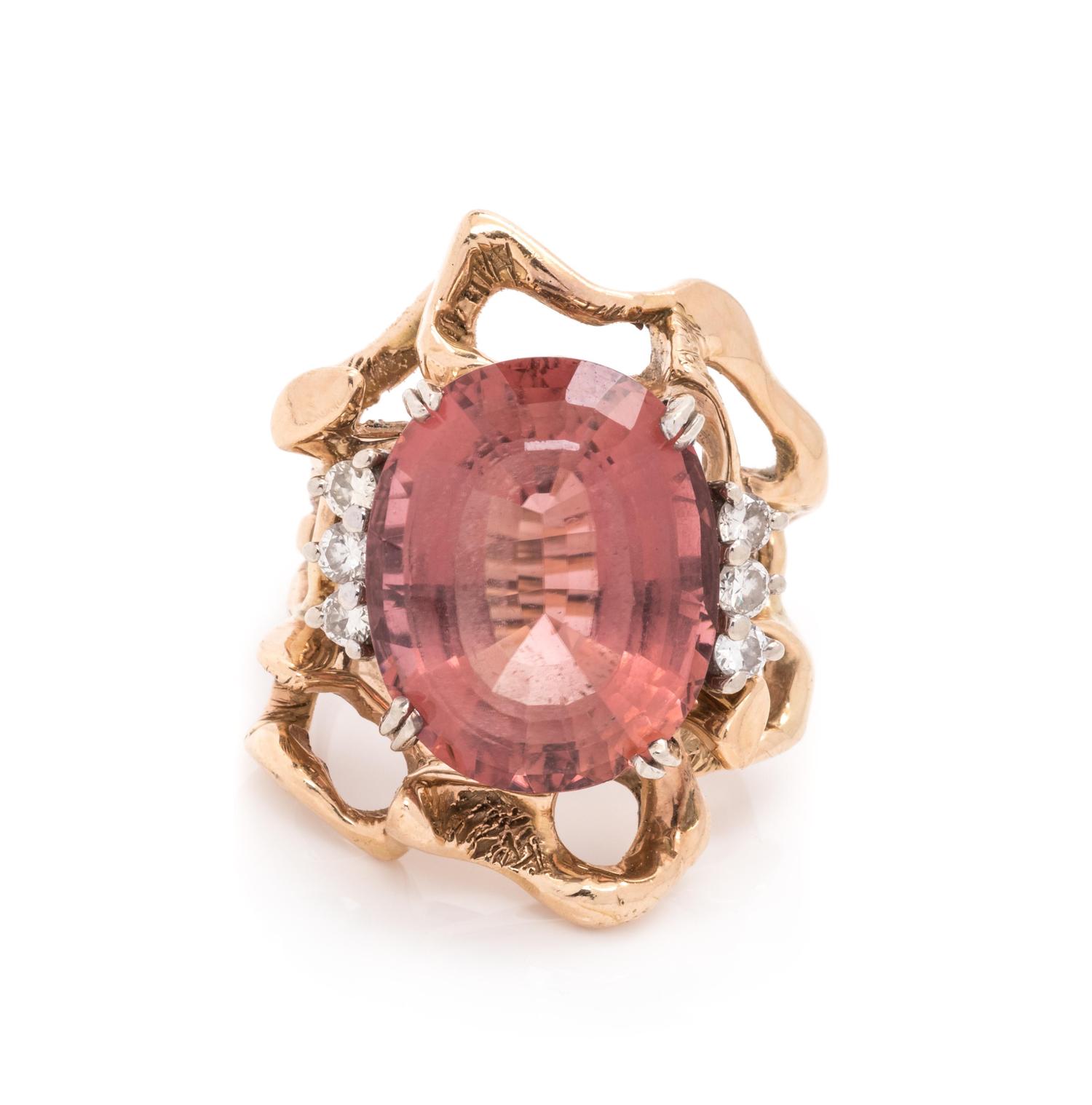 PINK TOURMALINE AND DIAMOND RING WITH JACKET