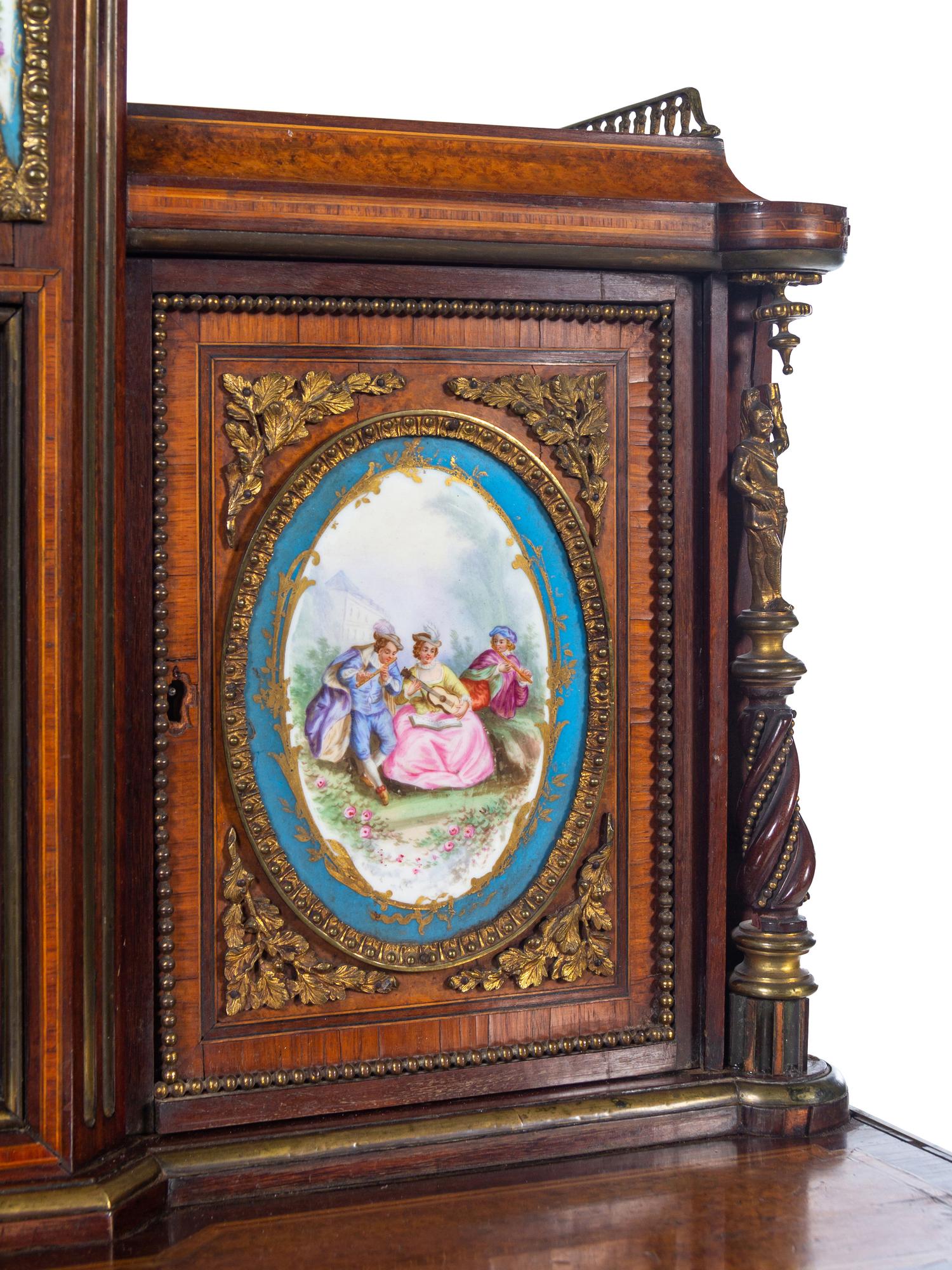 A Napoleon III Porcelain Inset and Gilt Metal Mounted Desk