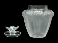 A Lalique Bali Vase and a Deux Colombes Jewelry Dish
