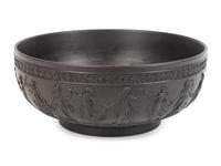 A Wedgwood Black Basalt Bowl and a Tapered Vase — MID-20TH CENTURY
