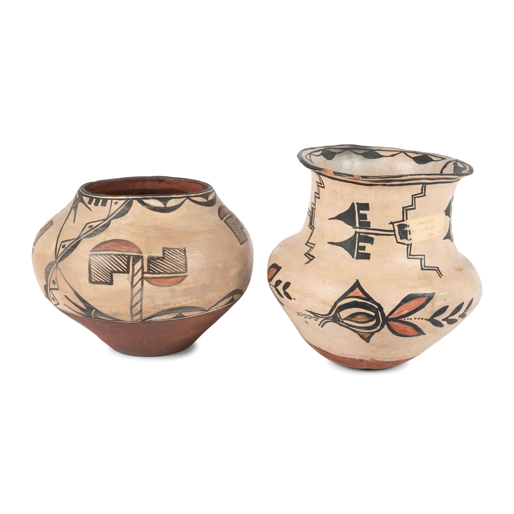 San Ildefonso and Zia Polychrome Pottery Jars