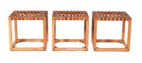 A Set of Three Stools Height 16 1/2 x width 17 x depth 14 1/2 inches. — 20TH CENTURY