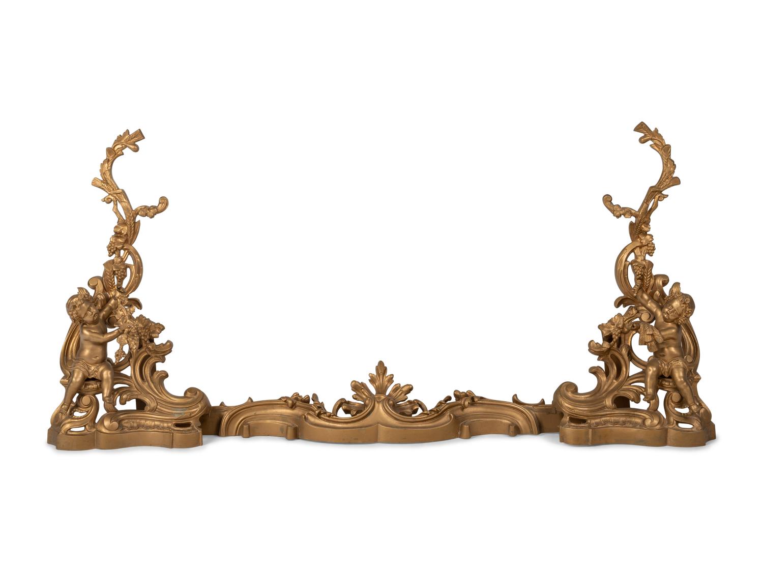 A Rococo Style Gilt Bronze Fire Guard