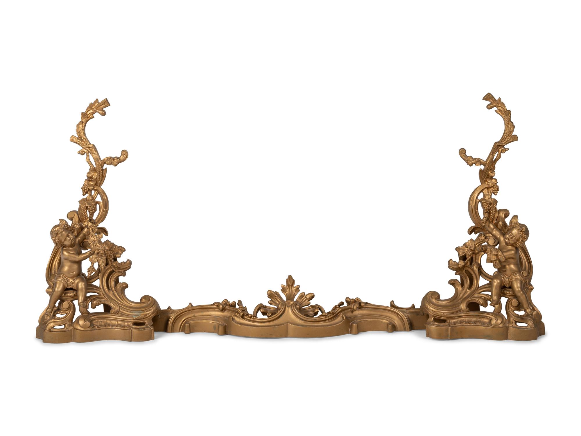 A Rococo Style Gilt Bronze Fire Guard