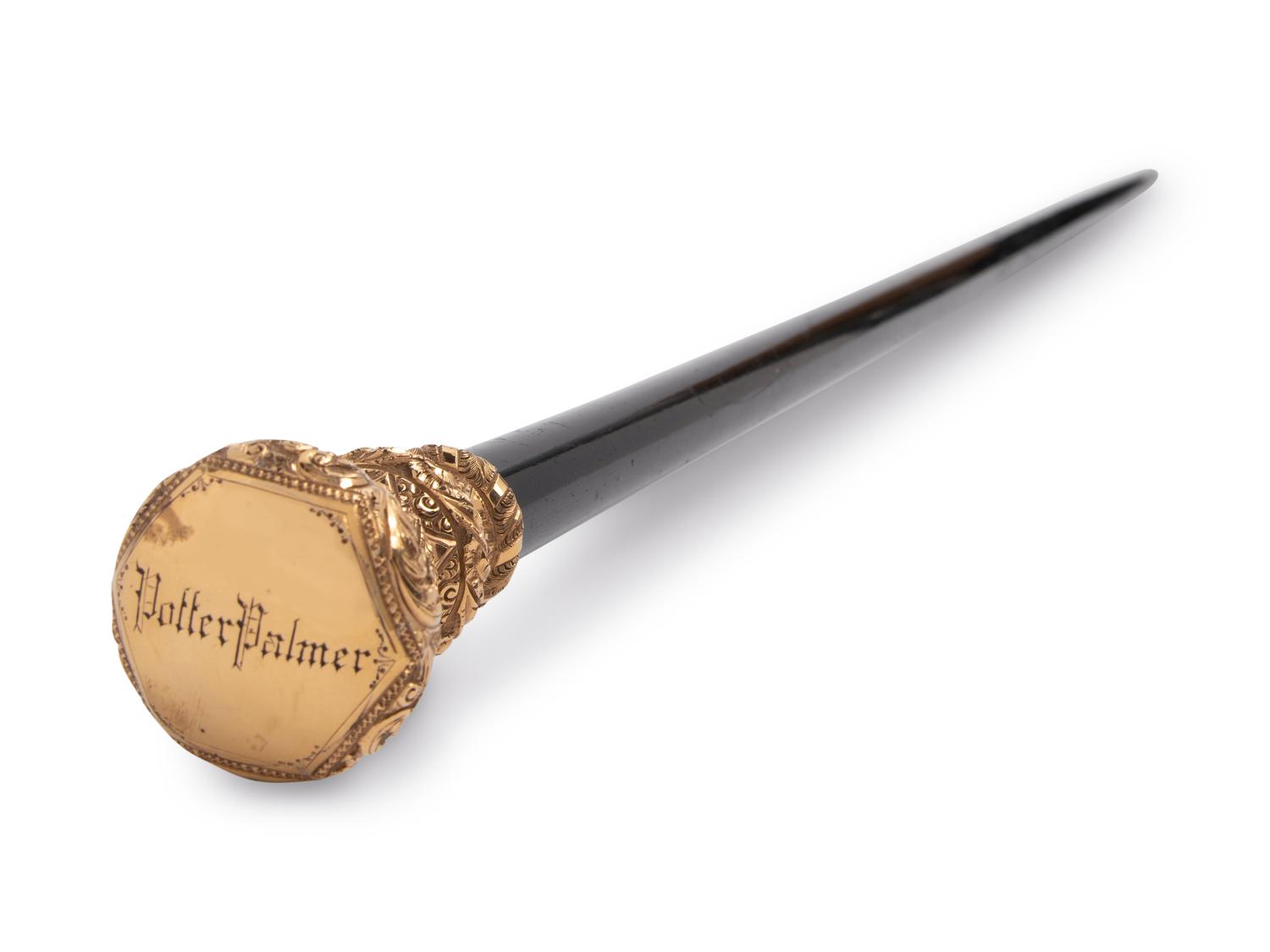 Potter Palmer's Cane with Gold Head, c. 1870-1900