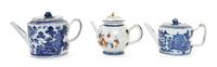 Three Chinese Export Porcelain Teapots Height of tallest 6 1/4 inches. — CIRCA 1800 AND LATER