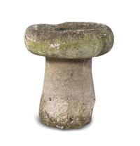 Two Cast Stone Garden Tables and a Similar Cast Stone Ornament
