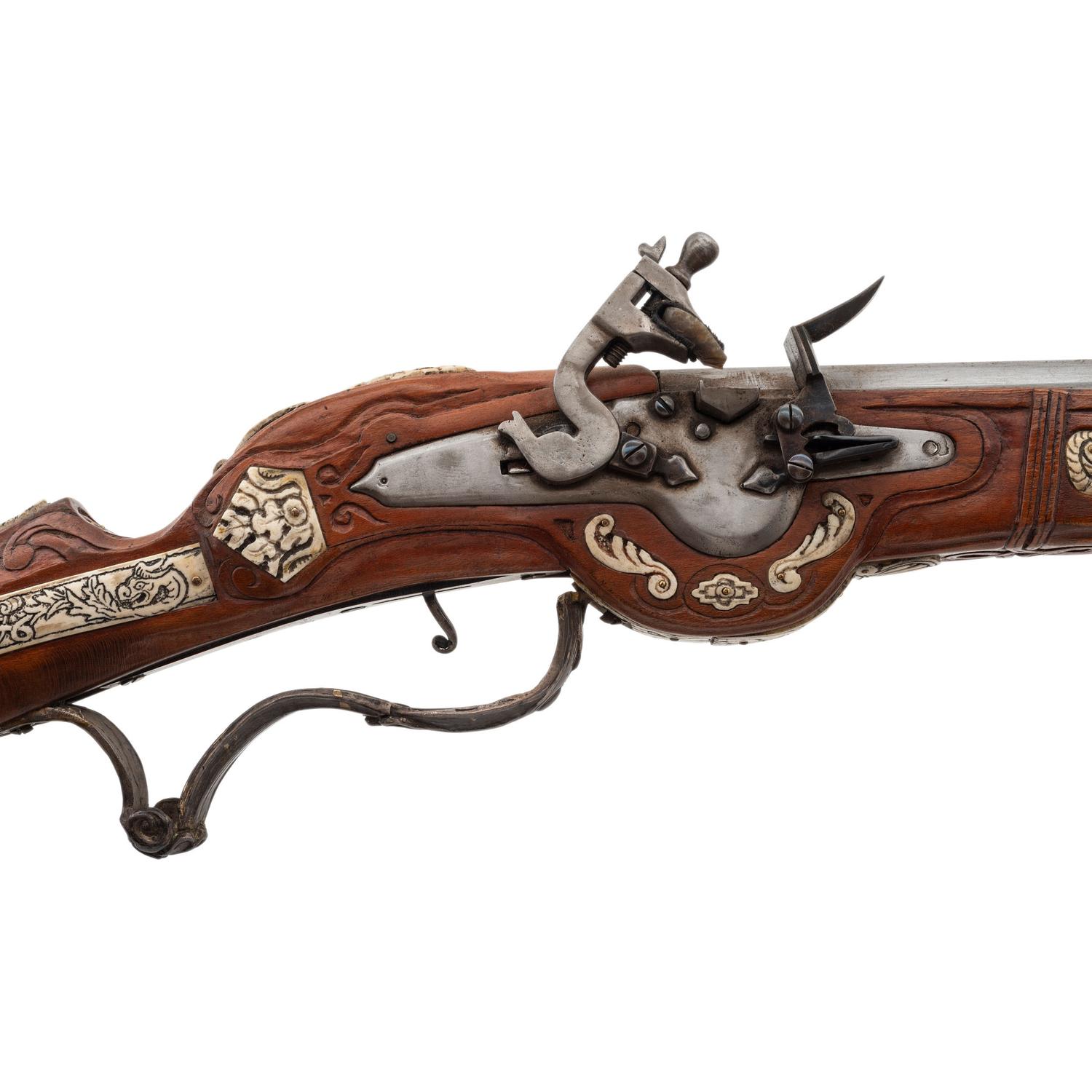 Contemporary Flintlock Rifle in the Style of an Elizabethan Carbine by John B. Derrick (American, b.1936)