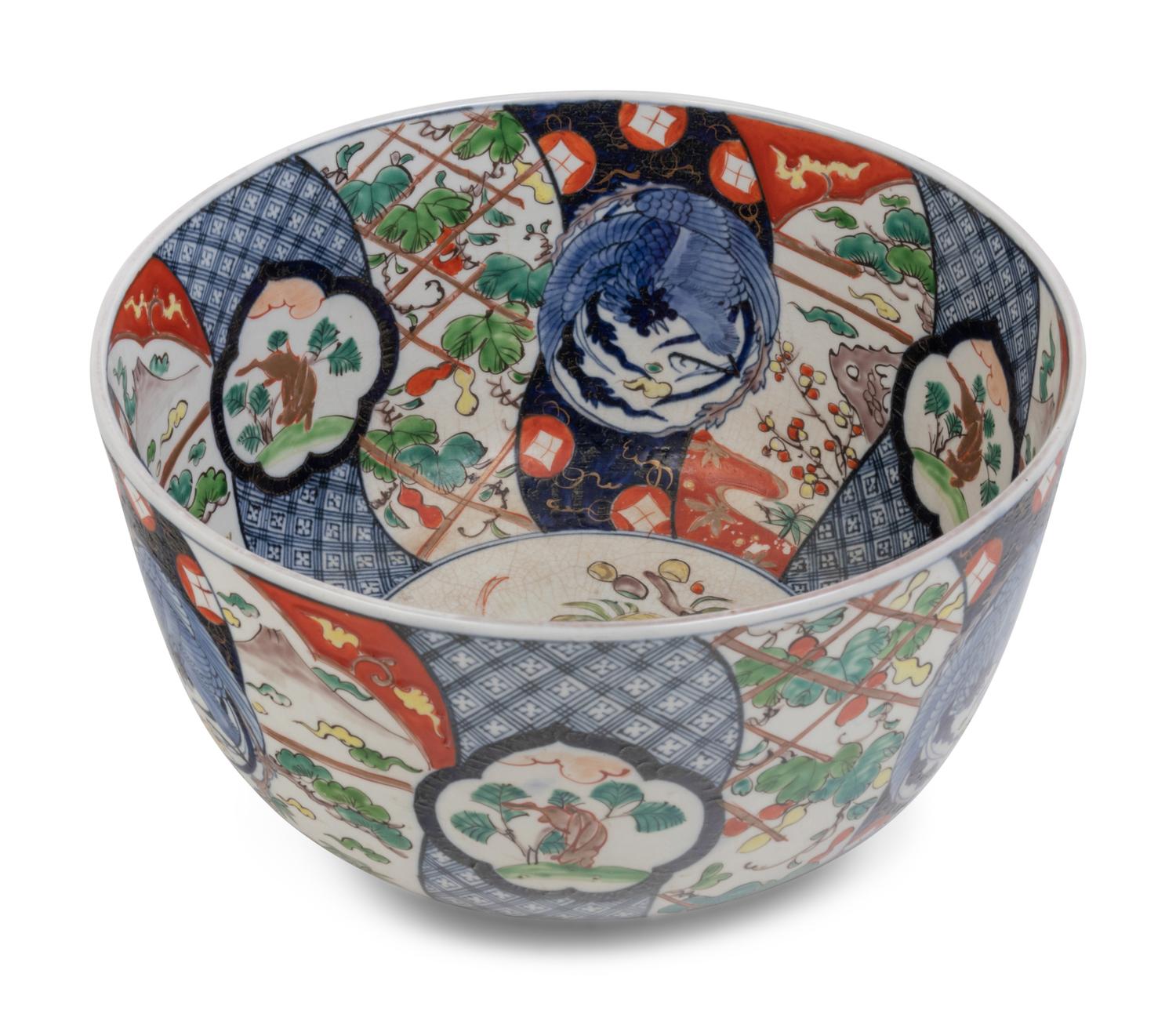 An Imari Palette Porcelain Punch Bowl