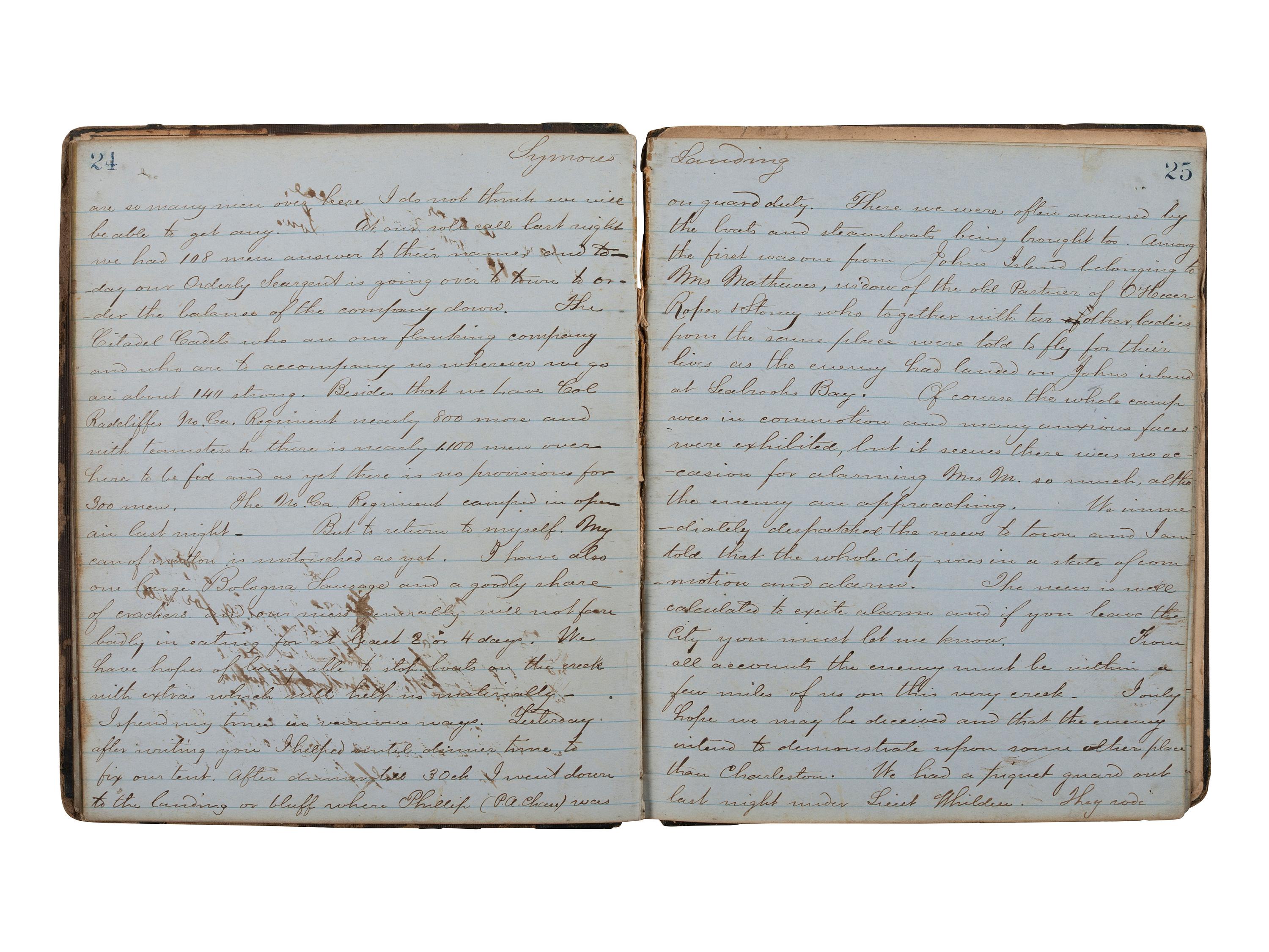 [CIVIL WAR]. Manuscript book documenting the wartime experiences of a 1st South Carolina Infantry private occupying captured Union forts near Charleston, SC. 1861.