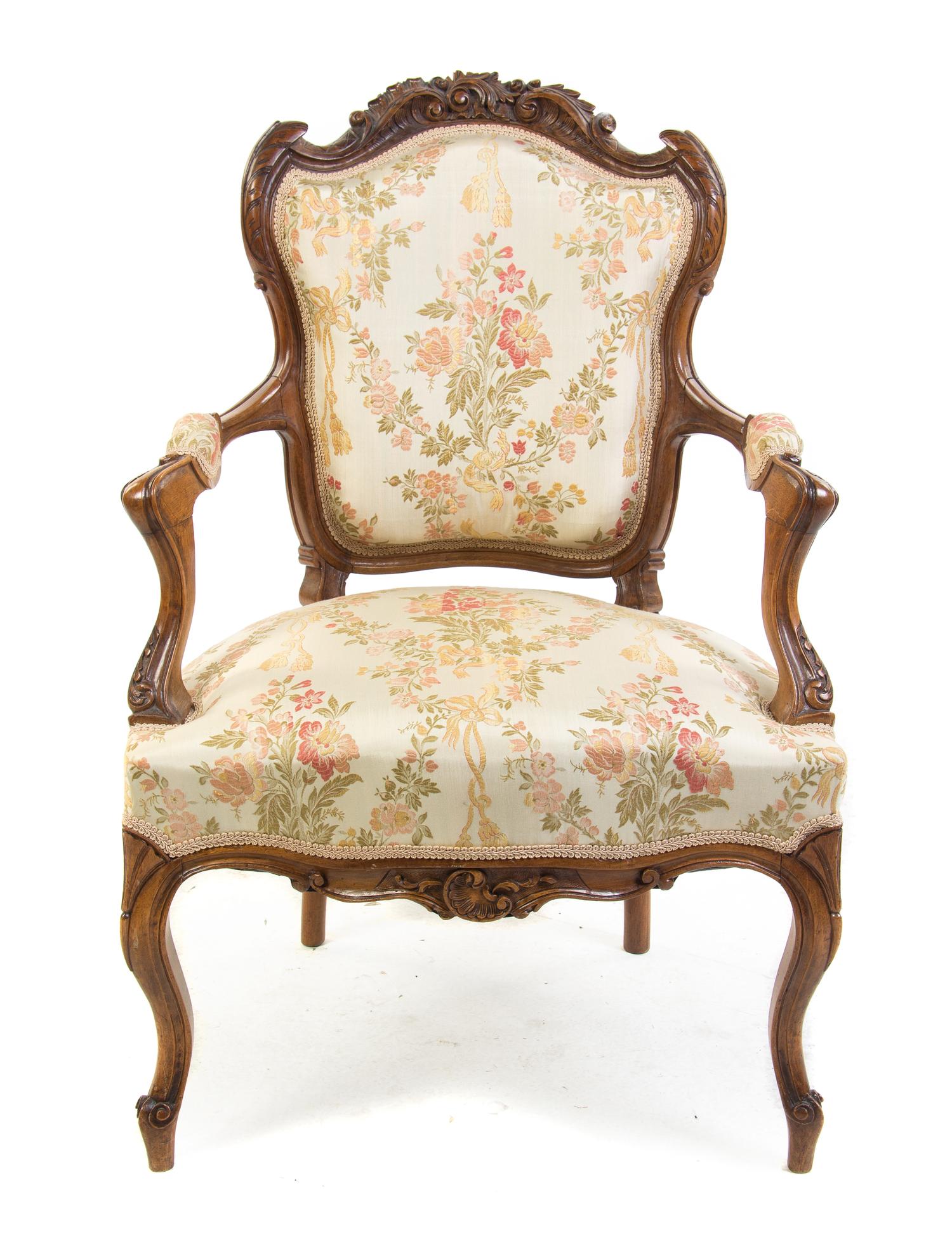 A Victorian Walnut Fauteuil Height 36 inches. — LATE 19TH CENTURY