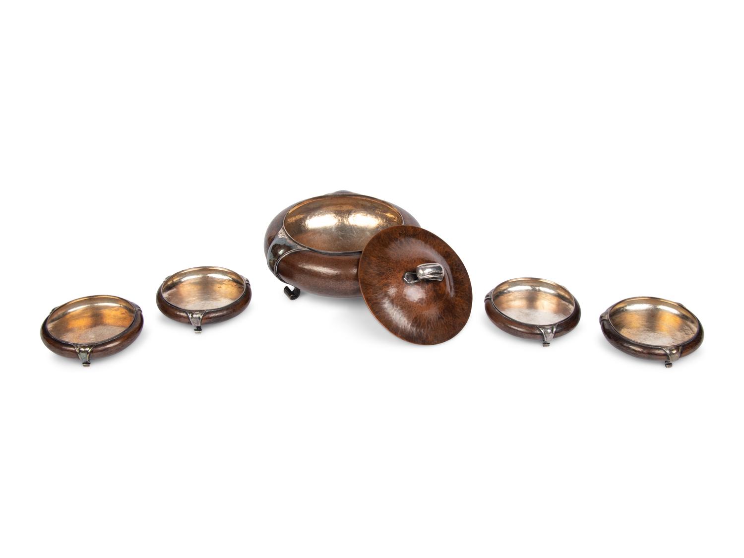 A Set of Copper and Silver Table Articles