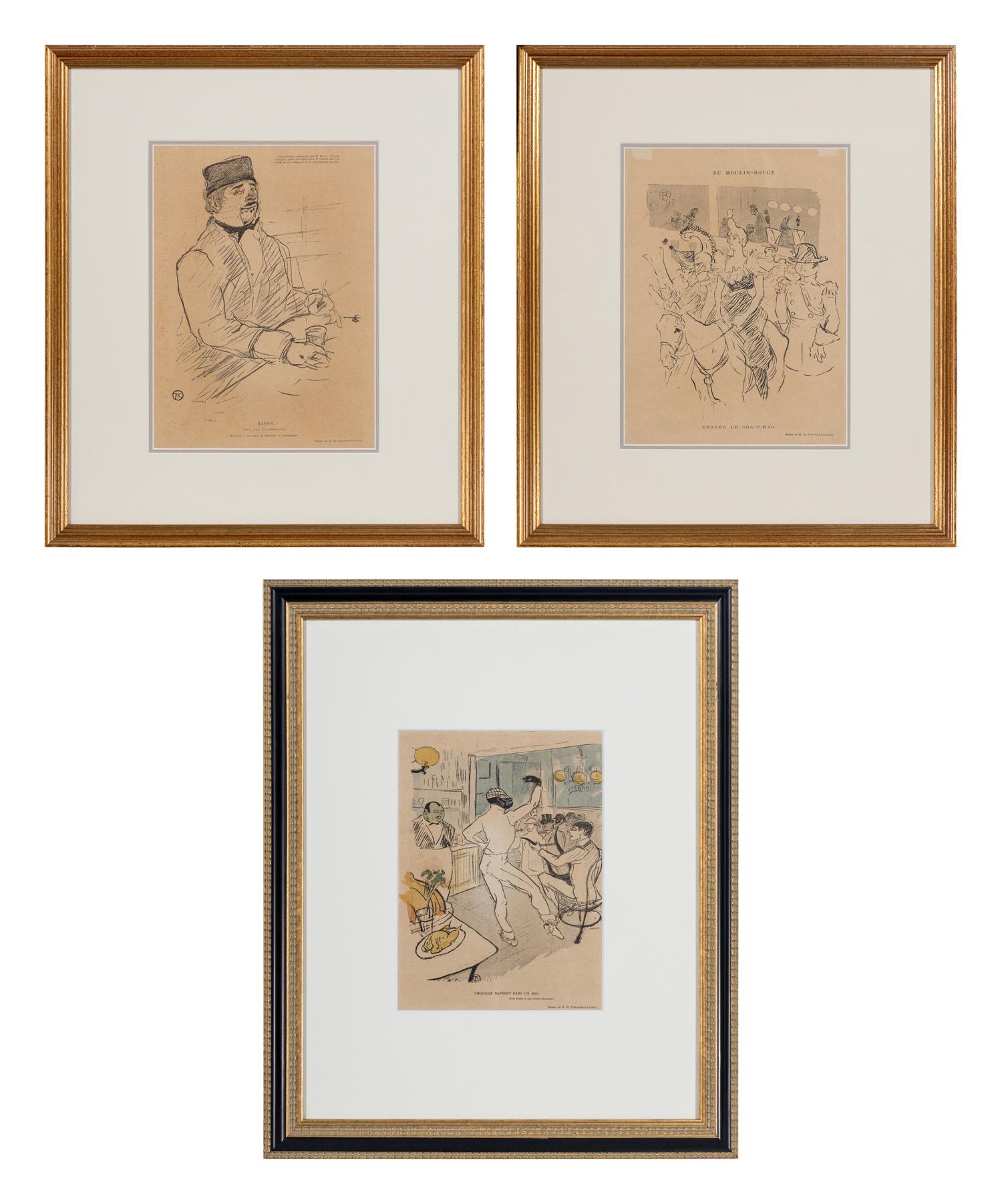 A Group of Three Prints from Le Rire ( Baron Dans Le Charbonniers , Entree de Cha-U-Kao , and Chocolat Dansant Dans Un Bar )