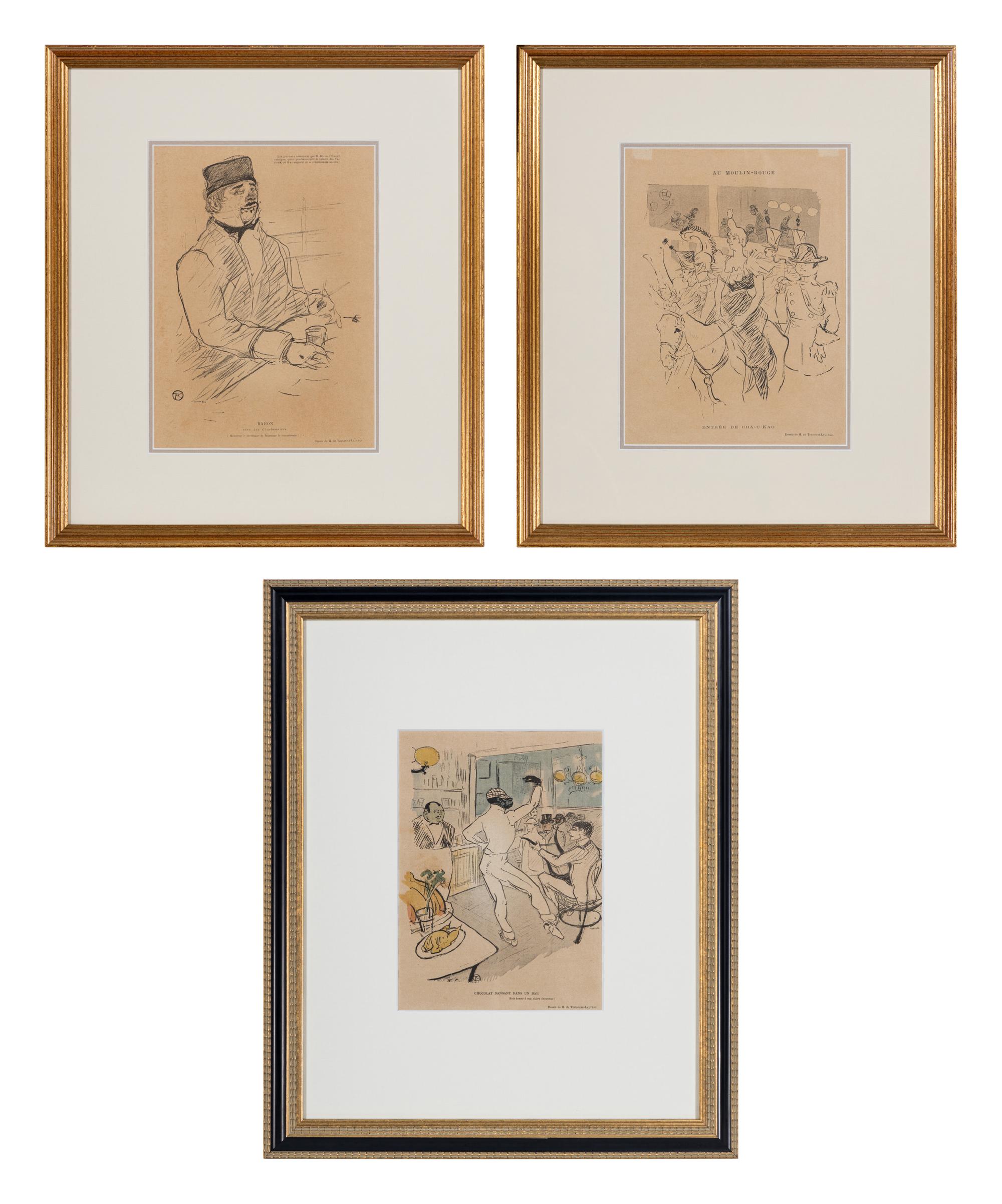 A Group of Three Prints from Le Rire ( Baron Dans Le Charbonniers , Entree de Cha-U-Kao , and Chocolat Dansant Dans Un Bar )