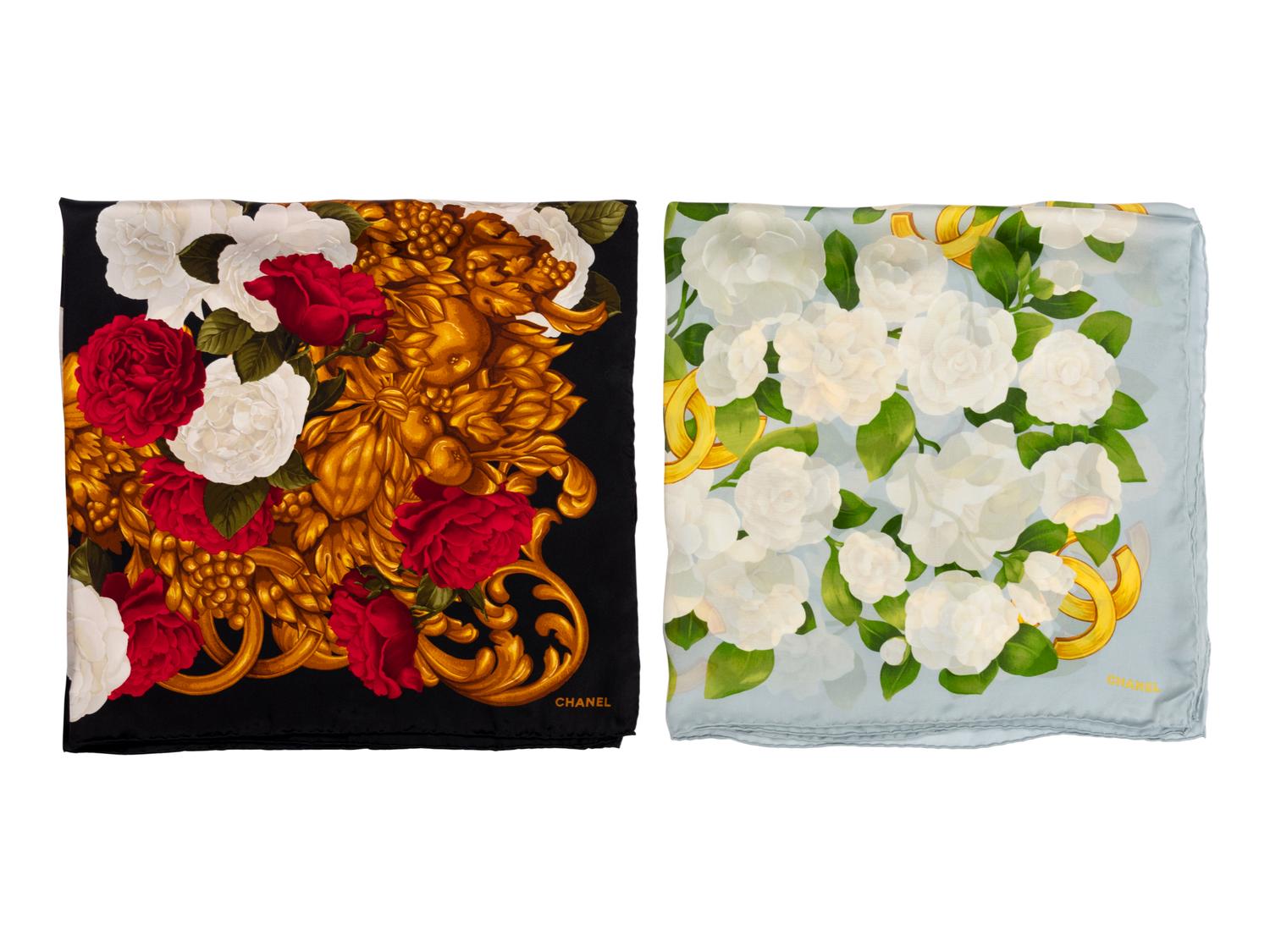 Two Chanel Silk Scarves