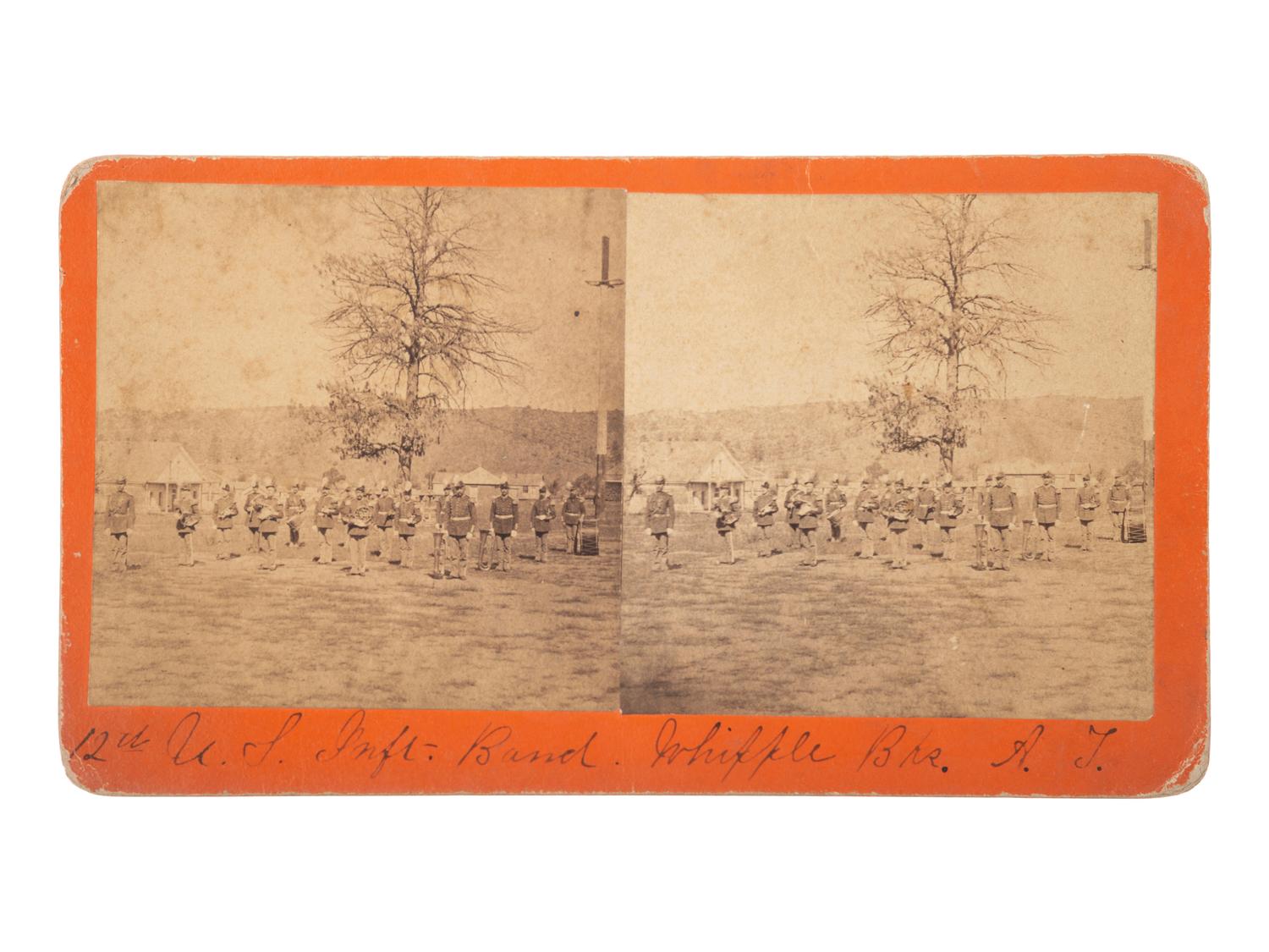 [NATIVE AMERICANS]. BURGE, J.C. (ca 1839-1897), photographer. 12th US Inft. Band. Whipple Bks. AT . [Fort Whipple, Arizona Territory].