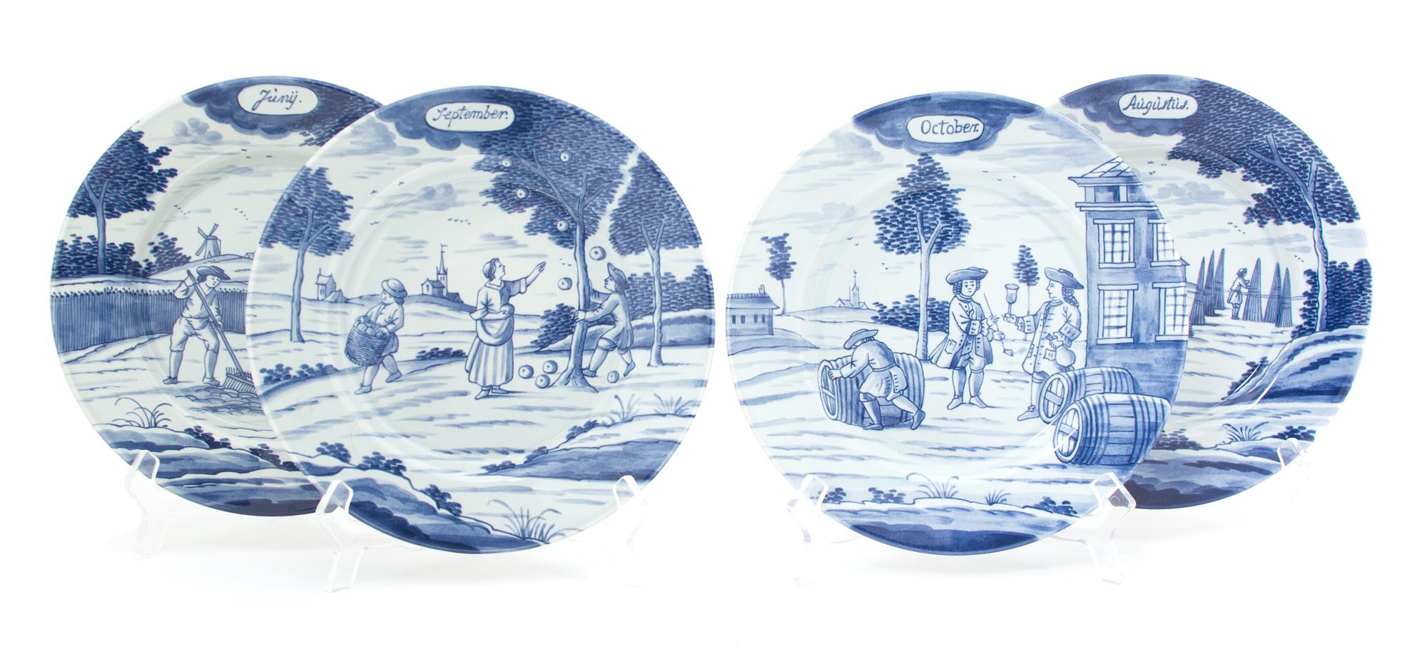 Twelve Metropolitan Museum of Art Reproduction Delft Calendar Plates Diameter 9 1/8 inches. — 20TH CENTURY
