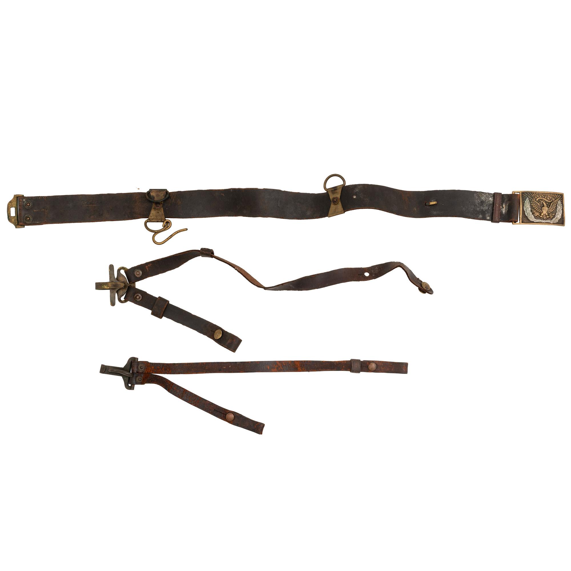 A Mann's Patent Indian War Era Sword Belt and Two Sets of Detachable Saber Hangers