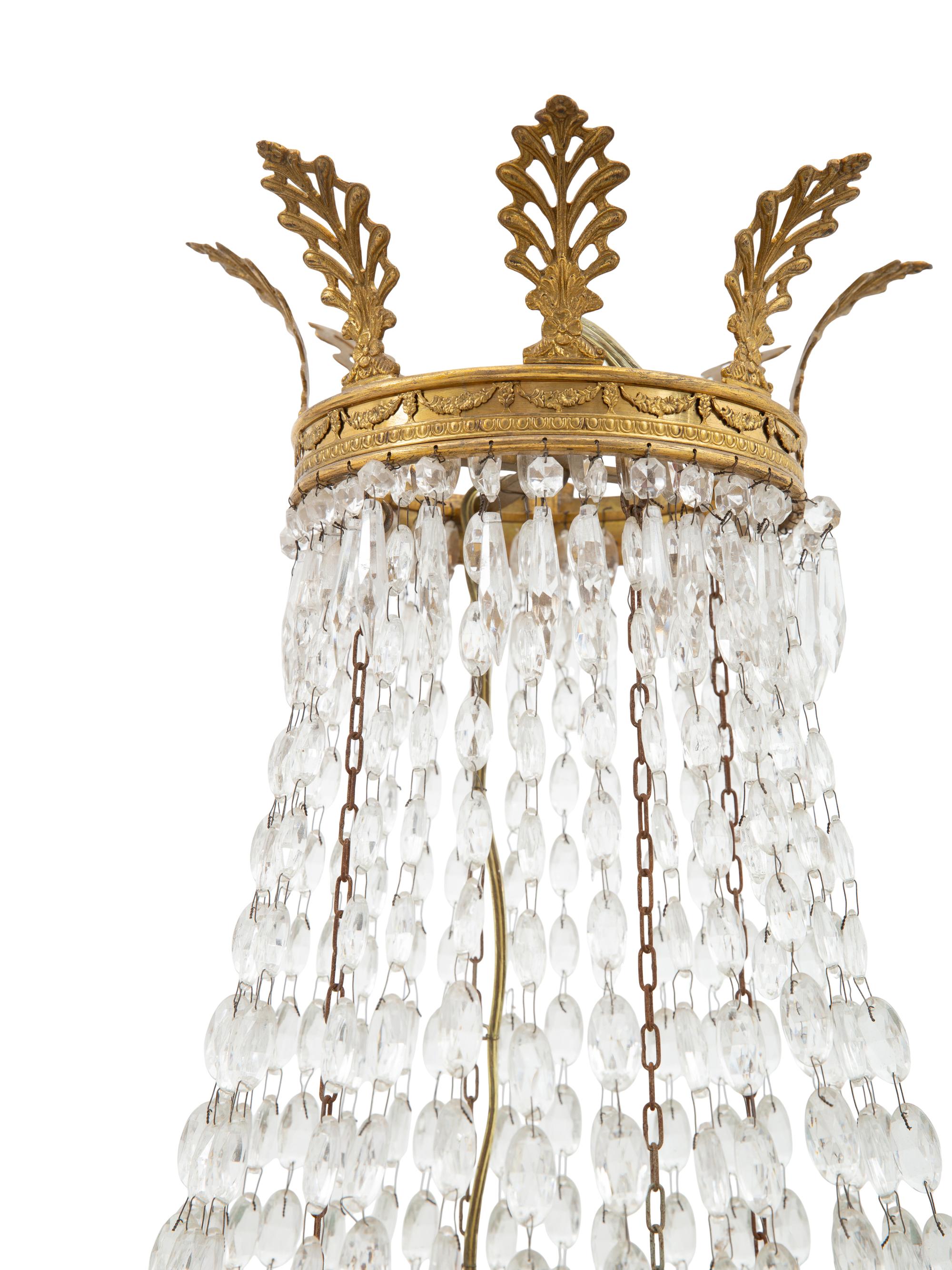 An Empire Style Gilt Bronze and Cut Glass Eight-Light Chandelier
