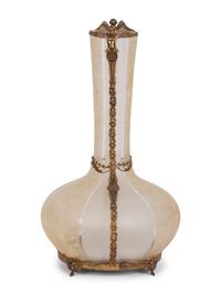 A Continental Gilt Metal Mounted Etched Glass Vase