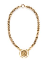 YELLOW GOLD, COIN, AND DIAMOND NECKLACE