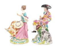 A Pair of Chelsea Porcelain Figural Groups