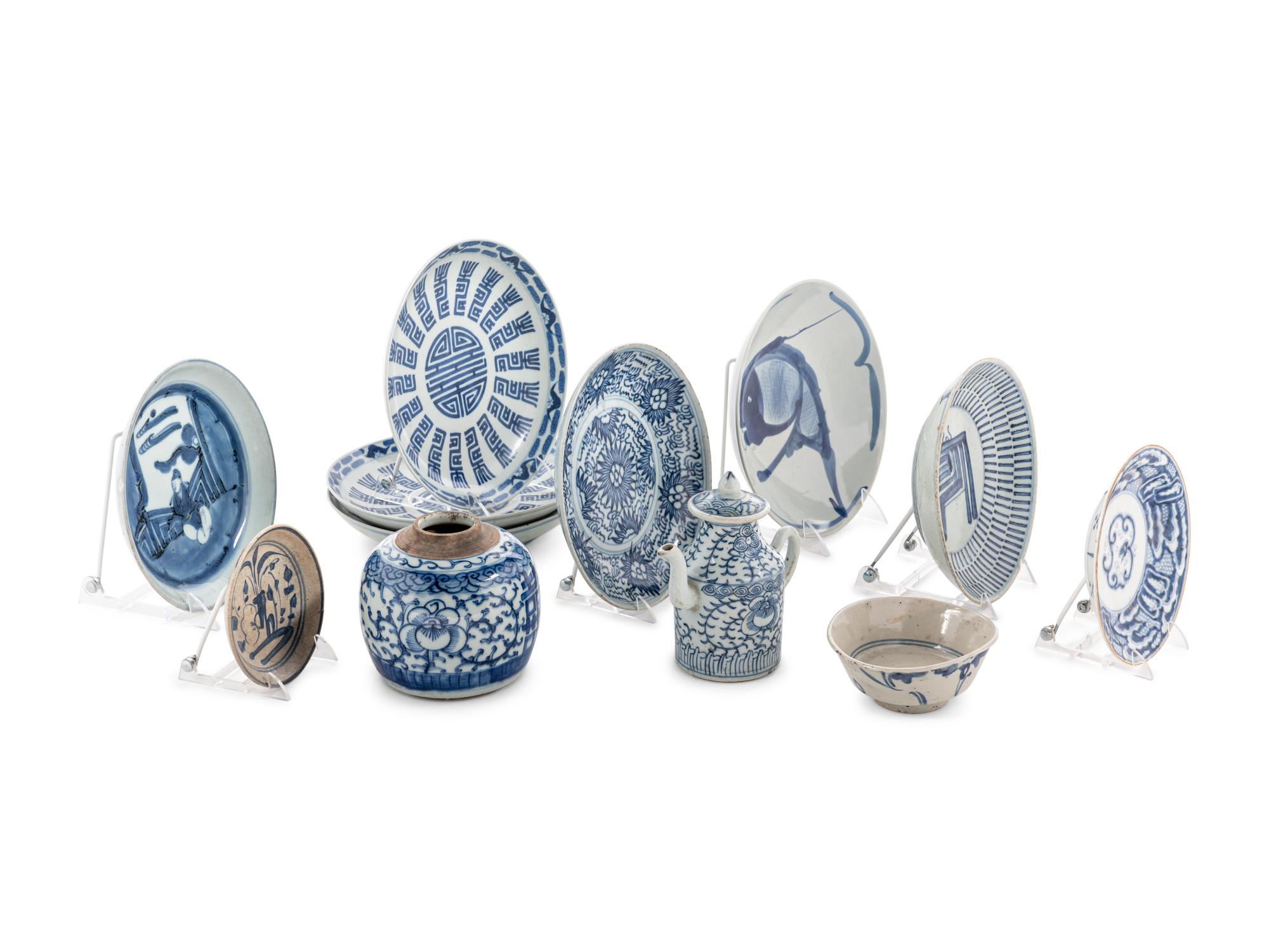 12 Chinese Blue and White Porcelain Wares