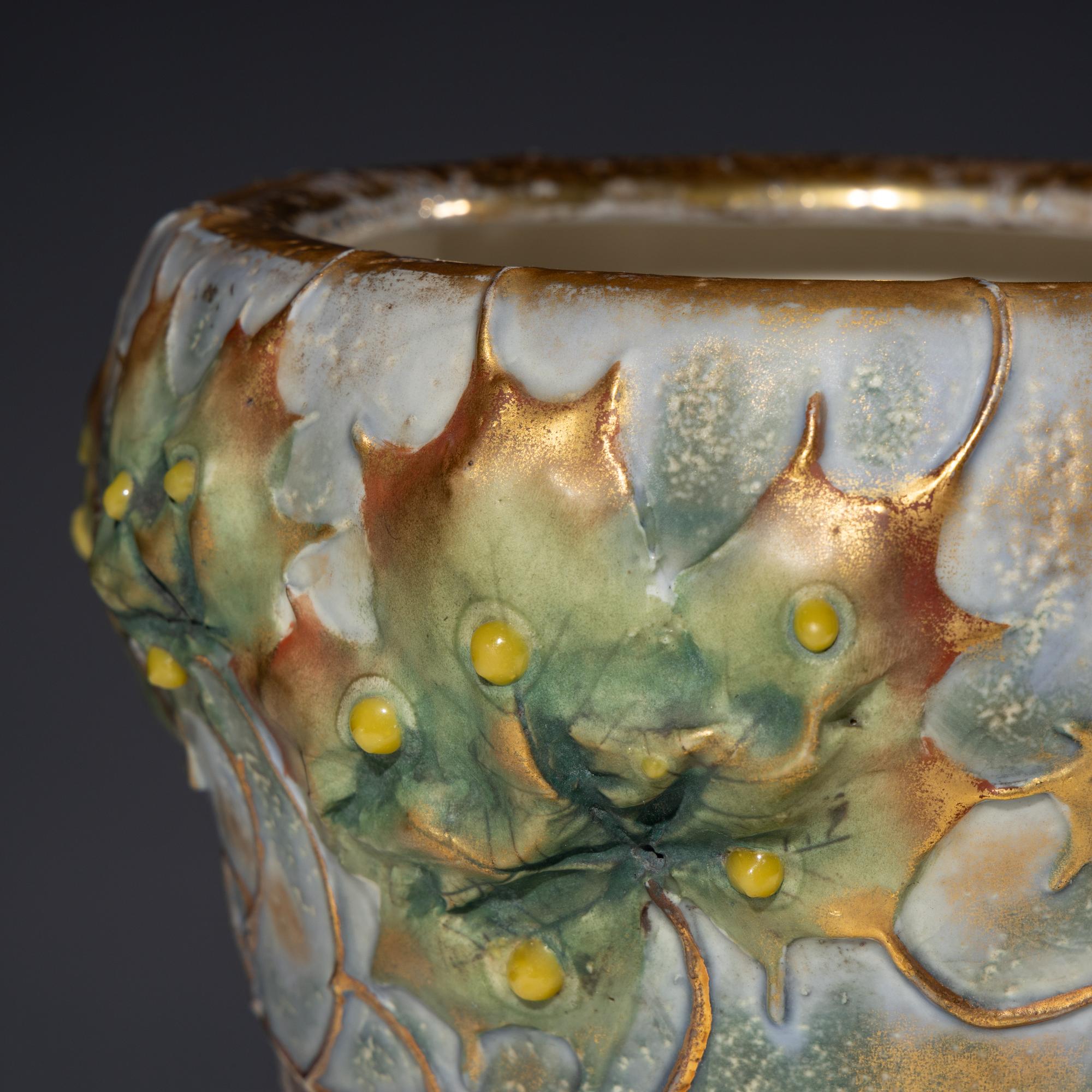 Amphora Jardinière with Art Nouveau Leaf motif